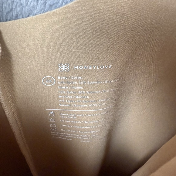 HoneyLove Women's 2X Mid-Thigh Shaping Superpower Bodysuit Sand NWT - Picture 9 of 9